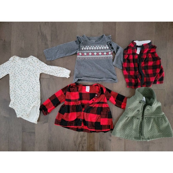 Carter's Other - Baby Girl Clothes LOT Bundle Carters 6-12 Month Christmas Xmas Outfits Vest